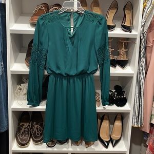Express Green dress with lace details. Size XS